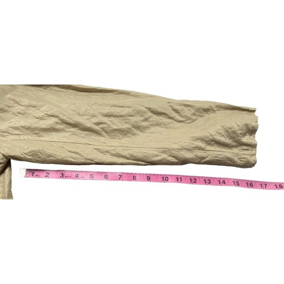 CHICO'S Women Crinkle Jacket Silk Blend Zip Snap Front Long Sleeve Sz 2/L Gold - Picture 6 of 13